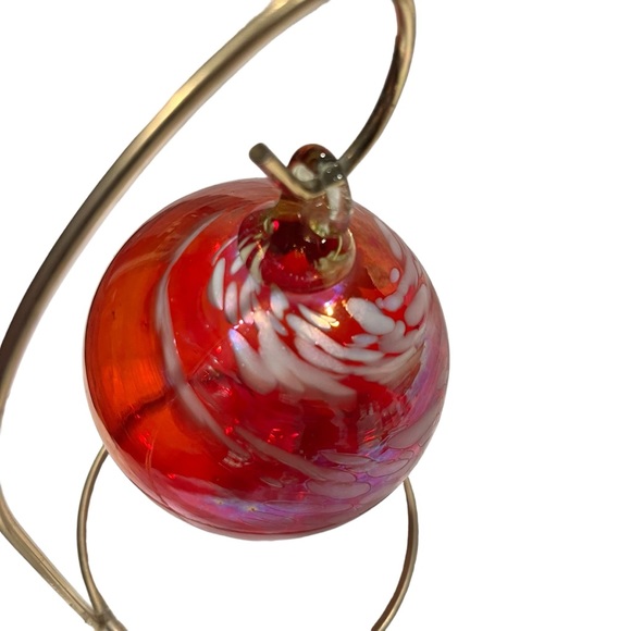 3” Hand Blown Ornament Many Hues of Orange, Reds, Purples and Irridescent Colors - Picture 6 of 7